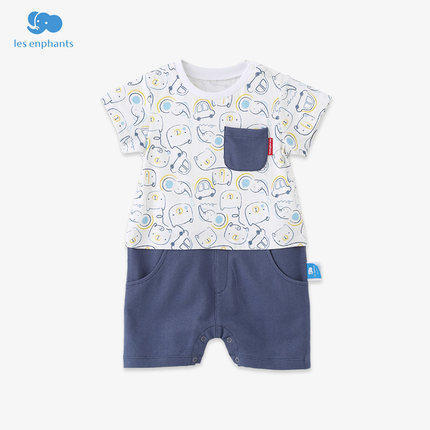 丽婴房-童衣类（夏）F2连身装中蓝\湖蓝 商品图0