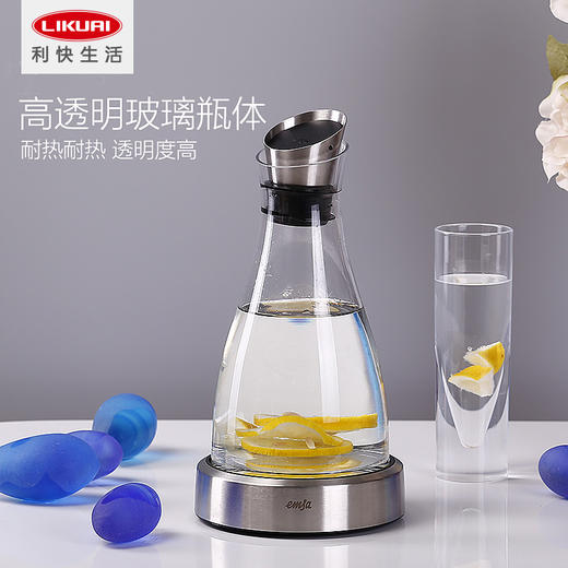 【6F】利快玻璃冷水壶自动盖带冰盅1L 商品图0
