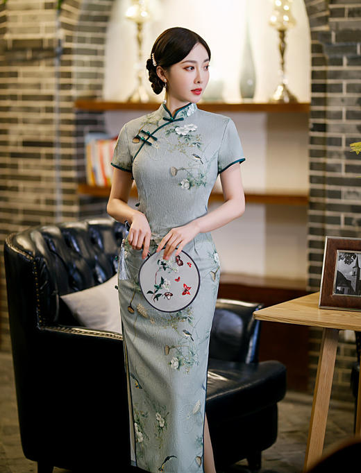 ZAYS- 5109春改良立领连衣裙旗袍日常复古老上海年轻气质短袖旗袍 商品图0