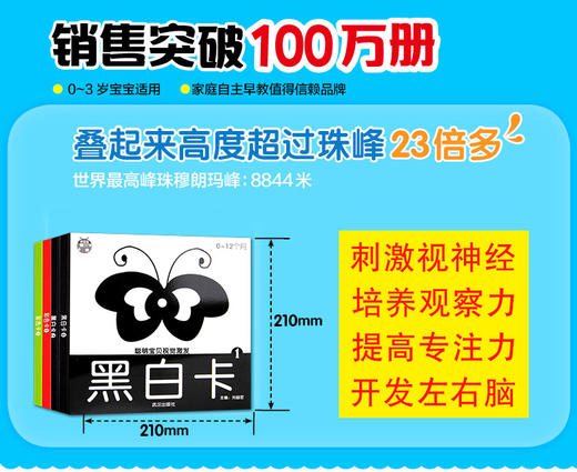 宝宝视觉激发识图卡片黑白卡片婴儿早教卡0-1-2-3-6个月新生的儿视力训练大卡早教卡宝宝黑白卡婴儿童视觉激发卡片启蒙益智闪卡 商品图3