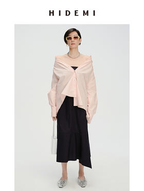 HIDEMI 樱花粉简约廓形休闲宽松经典款衬衫