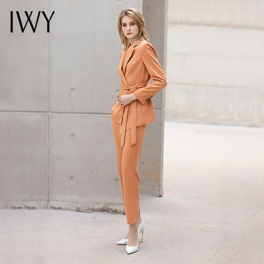 IWY/橘色西装套装女时尚绑带显瘦职业装2022春季新款美容院上班正装OL CP11375 商品图4