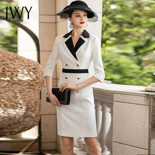 IWY/高端西装连衣裙女士职业气质七分袖工作服时尚播音艺考主持人正装Q643 商品图1