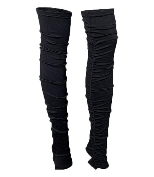 slenddy秋冬保暖踩脚瑜伽袜子抽褶堆堆袜防滑腿套中长筒袜女S7301 商品图4