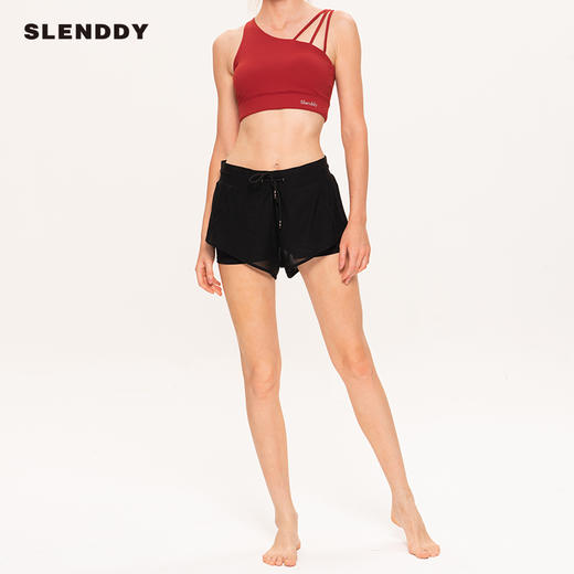 slenddy Acmia黑色双层防走光短裤透气快干运动健身裤显瘦女S7102 商品图0