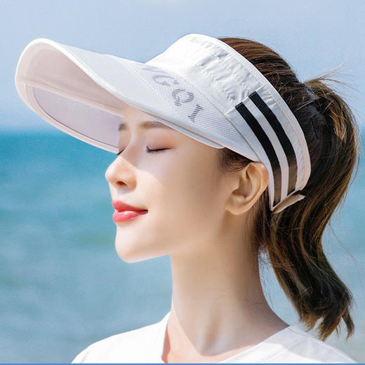 【可伸缩 时尚个性 全方位防晒新体验】防晒空顶帽子女夏天海边出游可伸缩拉板户外帽时尚百搭遮阳大 沿帽 商品图2