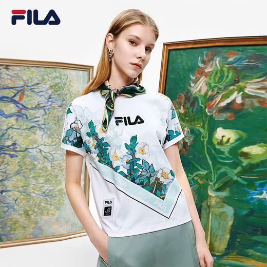 FILA x 梵高博物馆 斐乐联名女士短袖T恤2022年夏季插画新款上衣F11W228101F 商品图0