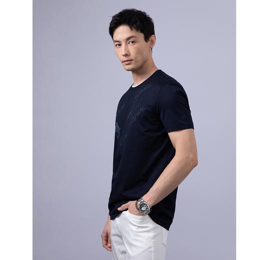 GOOD LUCK/德鲨棉质微弹烫钻印花时尚圆领短袖T恤LY13558 商品图4