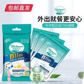 清风 食品级75%酒精湿巾 10片*10包（包邮直发）