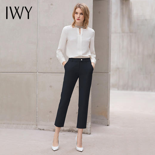 IWY/白色衬衫女夏薄款设计感雪纺衬衣职业上衣套装气质公务员面试正装B11234+P11433 商品图2