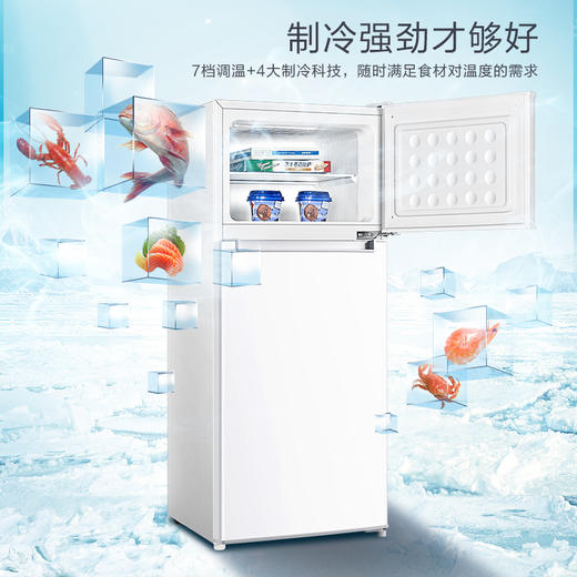 【下单前请先与客服联系】奥马(Homa) 125升 双门小冰箱 家用小型电冰箱 租房冷藏冷冻双开门 省电 环保内胆 白色 BCD-125H 商品图5