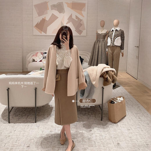 金蘑菇菇【巧克力色XS半裙】保暖有厚度的梦中情裙！承包冬日轻优雅甜 商品图1