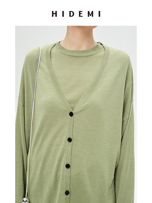 HIDEMI 真丝羊毛超细针织呼吸透感亲肤柔软套装 开衫/空气阔腿裤 商品图3