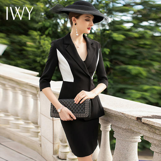 IWY/高端酒店职业套装女售楼部工作服正装西服半裙气质修身短袖C1193+S433+D0023 商品图1