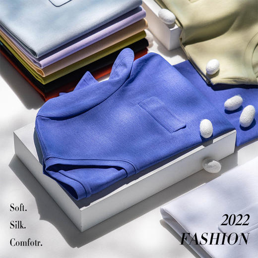 凉感维C科技丝滑醋酸桑蚕丝简约圆领口袋简约显shou女款短袖 T恤 商品图0