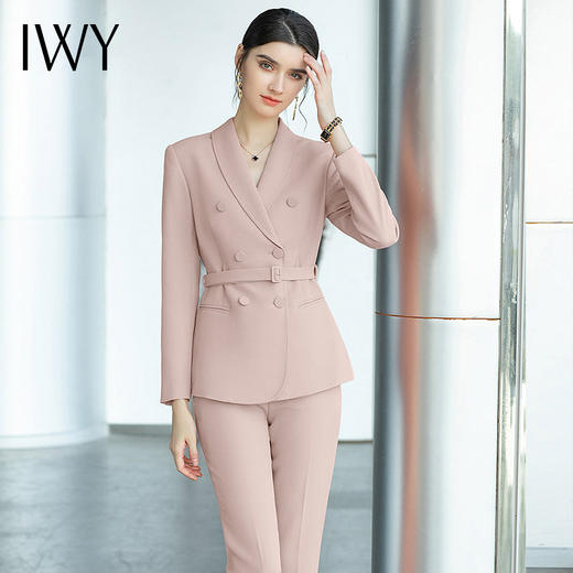 IWY/粉色名媛西服女套装时尚干练气质职业西装两件套显瘦职业装工作服CP1490 商品图2