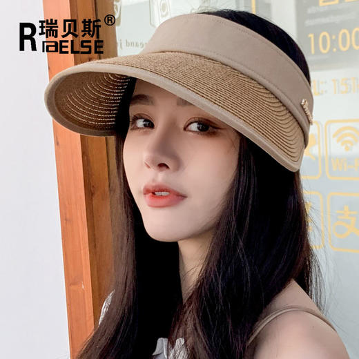 【时尚百搭 防晒靠它】沙滩草帽子女夏天空顶防晒帽男遮阳帽韩版百搭鸭舌帽透气太阳 帽子 商品图1