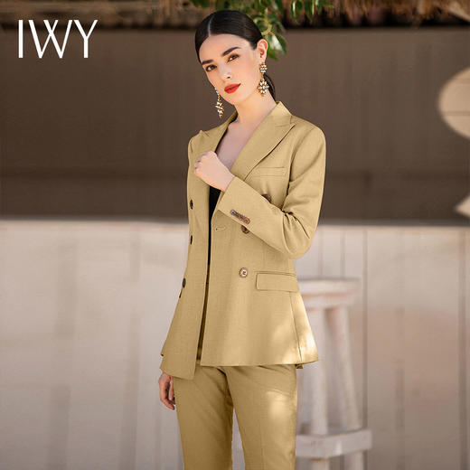 IWY/淡黄色职业装播音艺考正装高级感时尚女士西装套装气质通勤工作服CP1522 商品图2