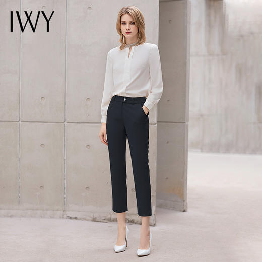 IWY/白色衬衫女夏薄款设计感雪纺衬衣职业上衣套装气质公务员面试正装B11234+P11433 商品图1
