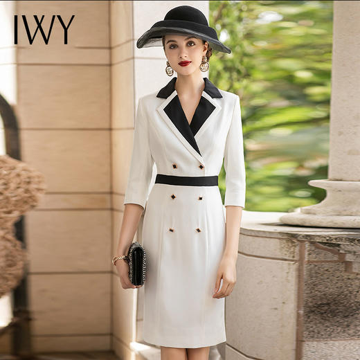 IWY/高端西装连衣裙女士职业气质七分袖工作服时尚播音艺考主持人正装Q643 商品图4