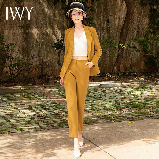 IWY/IWY气质黄色职业装女时尚修身显瘦总裁套装经理面试美容院工作服 CP1310 商品图4