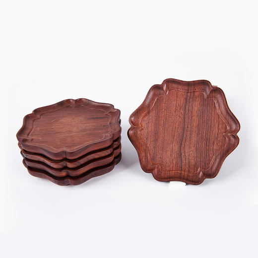六角花边盘形杯垫° 酸枝&紫光檀8*8.5cm 商品图1
