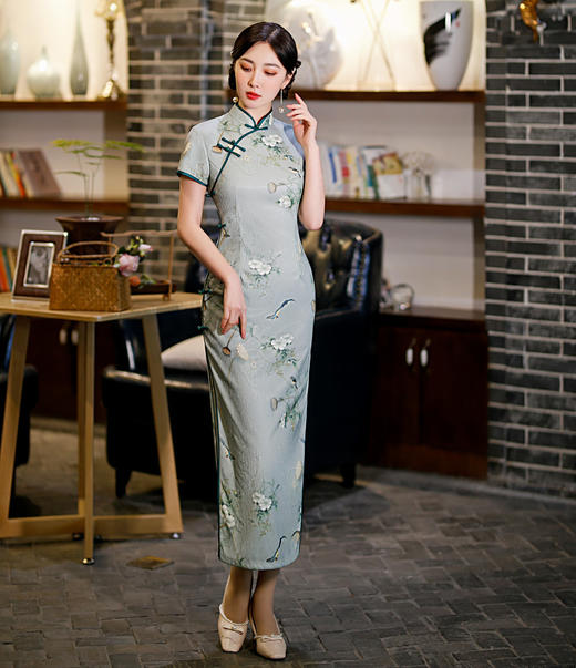 ZAYS- 5109春改良立领连衣裙旗袍日常复古老上海年轻气质短袖旗袍 商品图4