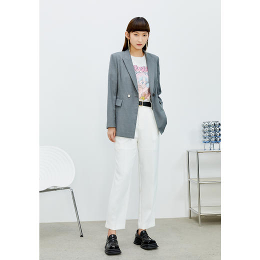 NEELLY纳俪商场新款西装外套休闲2022年新款两粒扣粉色潮外套女N22031C01122 商品图4