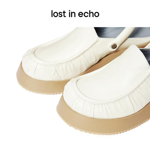 [断码]lost in echo 翘头褶皱半拖厚底穆勒拖羊皮两穿包头拖鞋凉鞋 商品图4