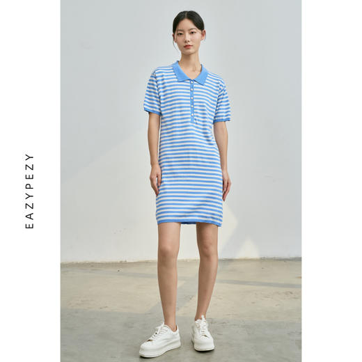 EAZYPEZY 棉羊绒polo条纹连衣裙 商品图3