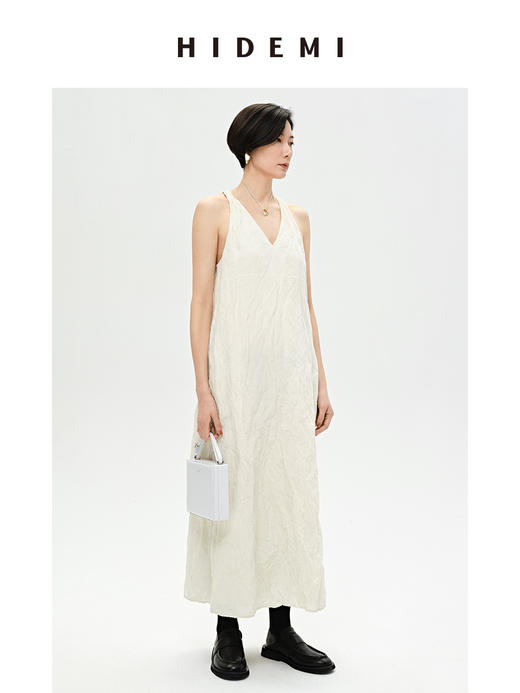 HIDEMI 褶皱工艺极简露背设计感连衣裙 商品图6