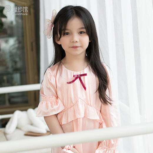 非质量问题不退换哦~pureshare女童睡衣夏季新款长袖薄款家居家服空调冰丝儿童公主-蝴蝶睡裙 商品图6