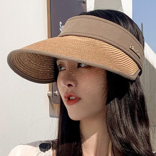 【时尚百搭 防晒靠它】沙滩草帽子女夏天空顶防晒帽男遮阳帽韩版百搭鸭舌帽透气太阳 帽子 商品图8