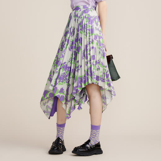 谜底2022春新款不规划下摆伞裙紫罗兰半身裙时尚艺术221MB0153 商品图1