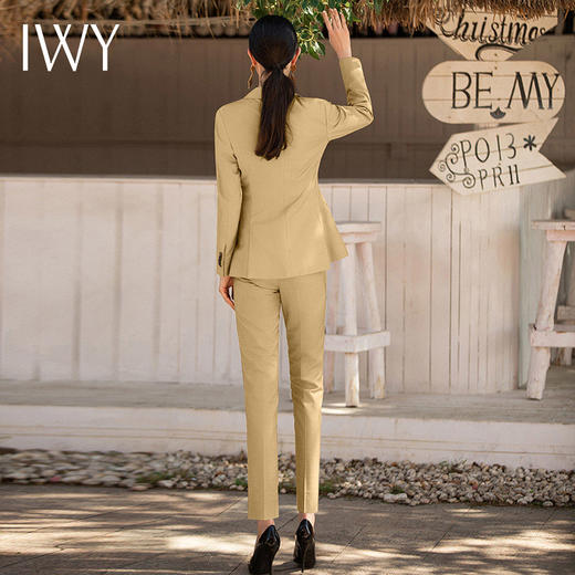 IWY/淡黄色职业装播音艺考正装高级感时尚女士西装套装气质通勤工作服CP1522 商品图3