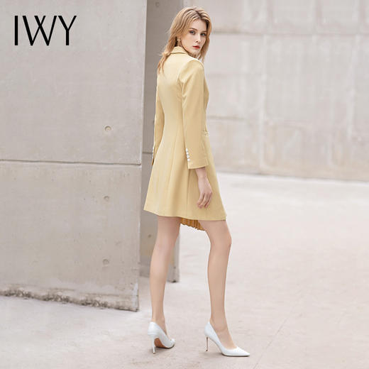 IWY/播音主持艺考正装连衣裙女黄色气质百褶裙西装裙高端售楼部工作服Q11363 商品图3