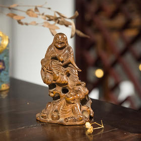 清 黄杨木雕和合二僧人物摆件