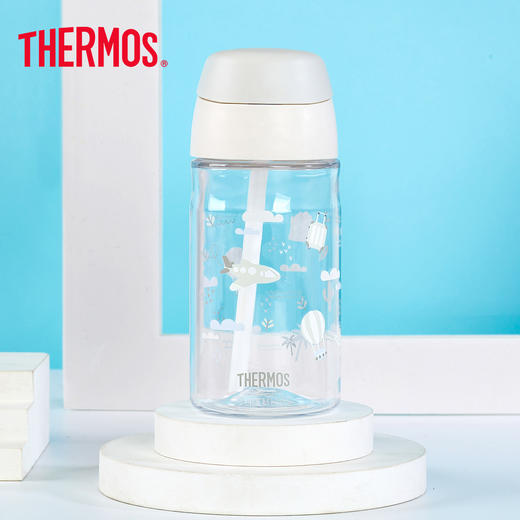 膳魔师/THERMOS航海探险tritan巧虎宝宝儿童吸管杯儿童水杯夏季杯赠贴纸420ml提手背带杯套-SMS-BBSD-400-RB 商品图0