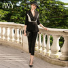 IWY/时尚黑白拼接七分袖西装套裤女士职业装气质绑带西服售楼部工作服C1193+P433 商品缩略图1
