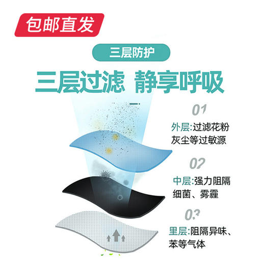 弘通 一次性使用成人口罩带熔喷布三层防护 50只（包邮直发） 商品图3