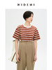 HIDEMI 条纹高密棉圆领亲肤百搭廓形T恤 黑白条纹/蓝白条纹/棕白条纹 商品缩略图3