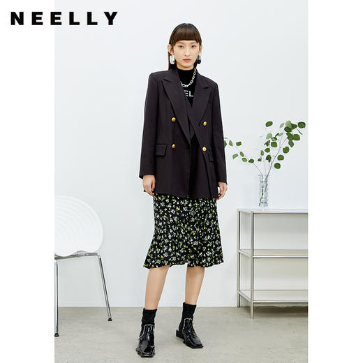 NEELLY纳俪西装外套女春季设计感可解袢带设计西服大气双排扣上衣N22022C01070 商品图2