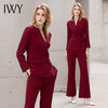 IWY/红色阔腿裤西装套装女士英伦风时尚干练总裁职业装主持人商务正装C11358+P30358 商品缩略图4