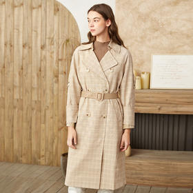 Famecoco范可儿气质风衣外套收腰高端中长款F195AA012