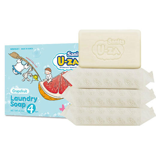 韩国SanitaU-ZA婴儿洗衣皂四联装174g*4块/盒 商品图0