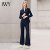 IWY/藏青色阔腿裤职业套装女双排扣修身西服工装气质英伦风面试正装OL C11358+P30358 商品缩略图2