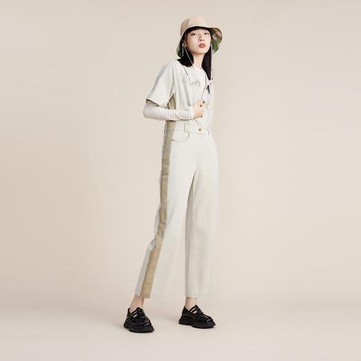 谜底2022春新款连体衣棉质牛仔工装风中性短袖连体裤女221MK0033 商品图1