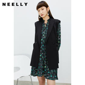 NEELLY纳俪气质立领系带碎花连衣裙2022新款春夏泡泡袖中长裙韩版N22031Y01136