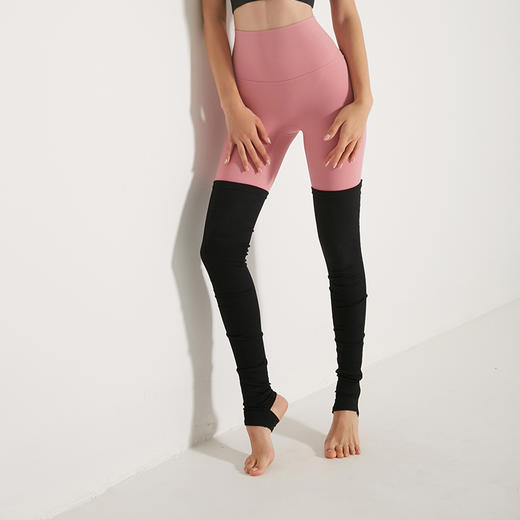 slenddy秋冬保暖踩脚瑜伽袜子抽褶堆堆袜防滑腿套中长筒袜女S7301 商品图0