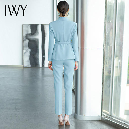 IWY/气质天蓝色绑带西装套装女2022新款时尚播音主持美容院通勤工作服 CP1490 商品图3